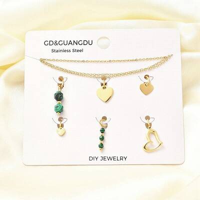 Synthetic Malachite Heart Pendant & Necklaces & Bracelets Sets