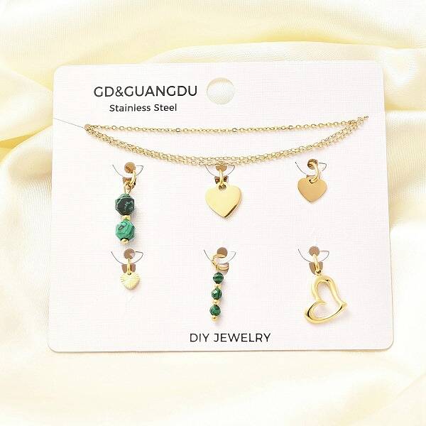 Synthetic Malachite Heart Pendant & Necklaces & Bracelets Sets