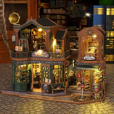 DIY Wooden Bookstore Model Kit, 1 Count DIY Bookstore Model Kit, Desktop Decoration, DIY Wooden Craft Kit for Adults, Birthda...