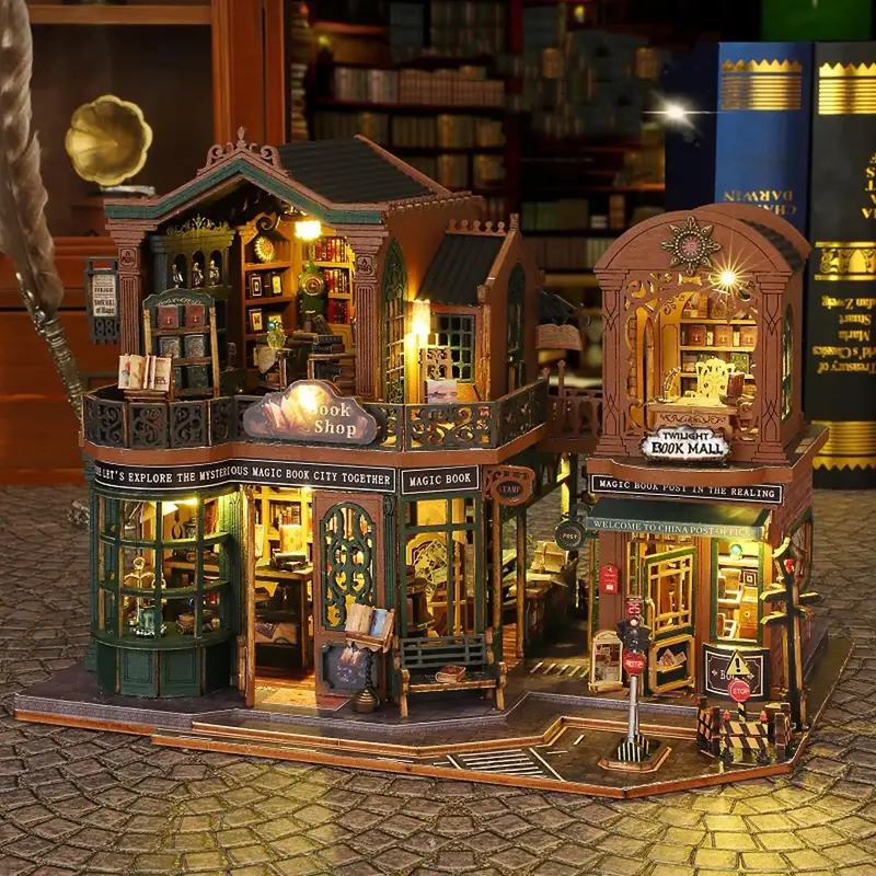 DIY Wooden Bookstore Model Kit, 1 Count DIY Bookstore Model Kit, Desktop Decoration, DIY Wooden Craft Kit for Adults, Birthda...