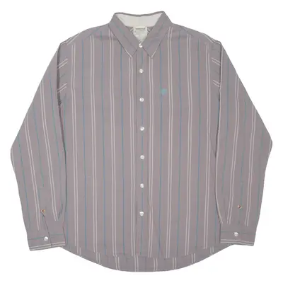 TIMBERLAND Mens Shirt Grey Striped Long Sleeve XL