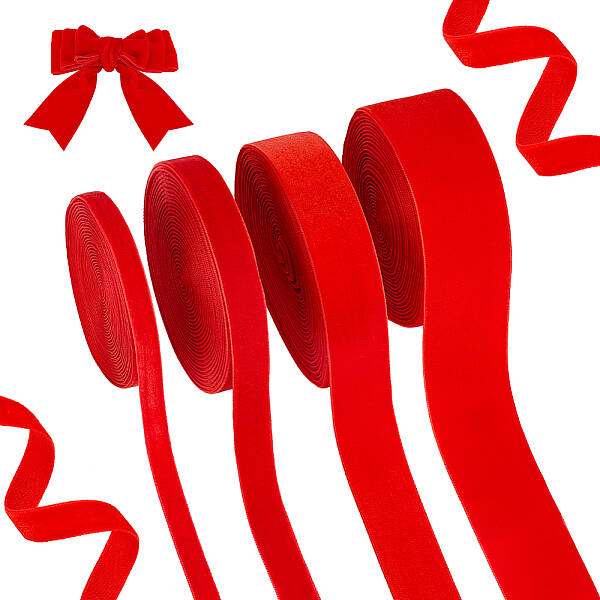 20 Yards 4 Styles Polyester Velvet Ribbon