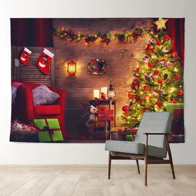 Aperturee Lighting Christmas Tree Wreath Holiday Backdrop