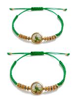 2pcs Fashionable Boho Style Adjustable Strap Braided Bracelet, Saint Patrick's Casual Plant Pattern Design Braided Bracelet f...