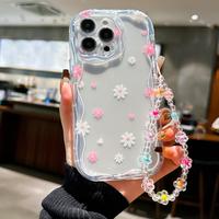 Cute Flower & Heart Decorative Phone Case with Lanyard, Shockproof Phone Protective Cover, Phone Accessories Compatible with ...