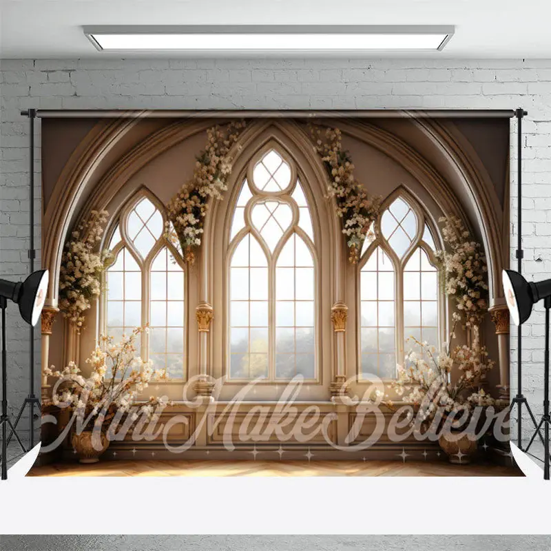 White Flowers Moslem Door And Window Photo Backdrop - Aperturee