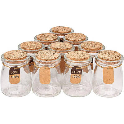 BENECREAT 10 Pack Glass Wedding Party Favor Jars with Cork Lids