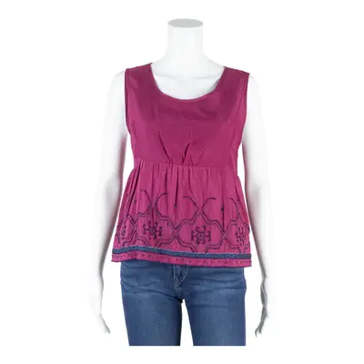 MAX MARA Weekend Boho Bead Peplum Blouse Pink Sleeveless Womens S