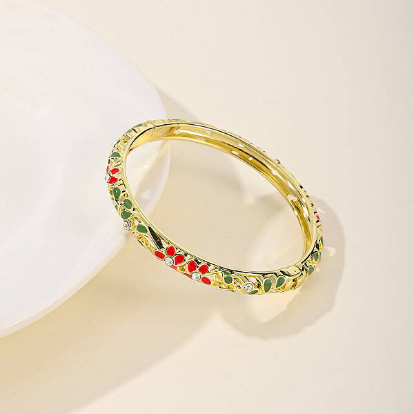 Fashionable Casual Retro Alloy Enamel Hinged Bangles for Women
