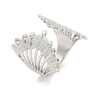 Non-Tarnish 304 Stainless Steel Fan Shape Open Cuff Ring for Women