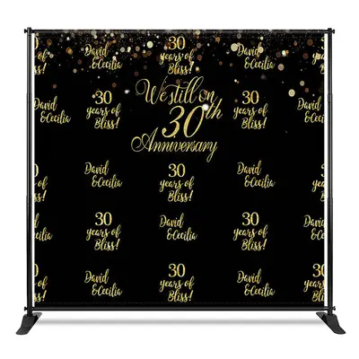 Aperturee Gold Custom Step And Repeat Anniversary Backdrop, 4X8FT(1.2X2.5M), 42 USD, step and repeat backdrops, CF1_DZHD0X77-...