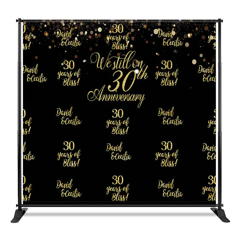 Aperturee Gold Custom Step And Repeat Anniversary Backdrop, 4X8FT(1.2X2.5M), 42 USD, step and repeat backdrops, CF1_DZHD0X77-...