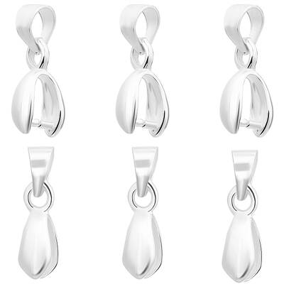 6Pcs 925 Sterling Silver Ice Pick Pinch Bails