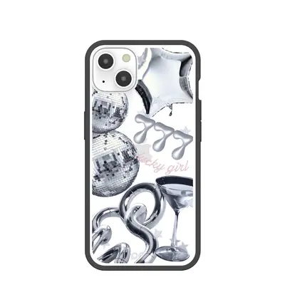 Clear Cosmic Luck iPhone 13 Case With Black Ridge