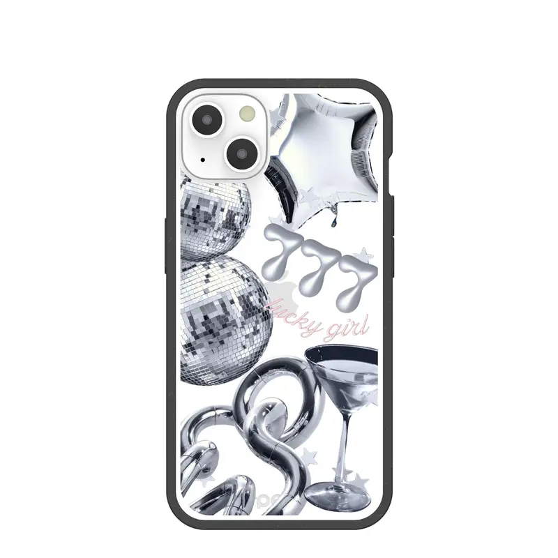 Clear Cosmic Luck iPhone 13 Case With Black Ridge