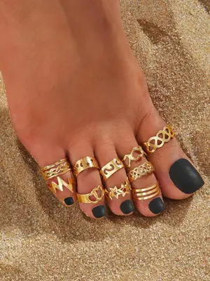 Women's Summer 2025 Fashion Hollow Out & Heart Design Alloy Body Jewelry, Casual Versatile Beach Sandals and Slippers Accesso...