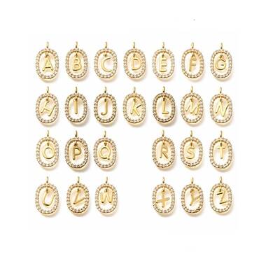 26Pcs Letter A-Z Brass Micro Pave Cubic Zirconia Pendants