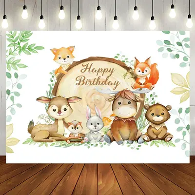 Aperturee Safari Wild Animals Green Birthday Party Backdrop - Aperturee