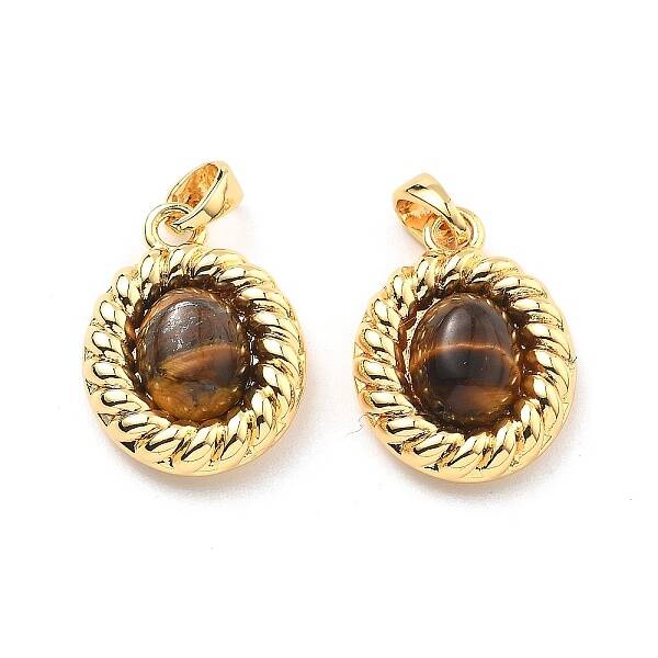 Brass Tiger Eye Pendants