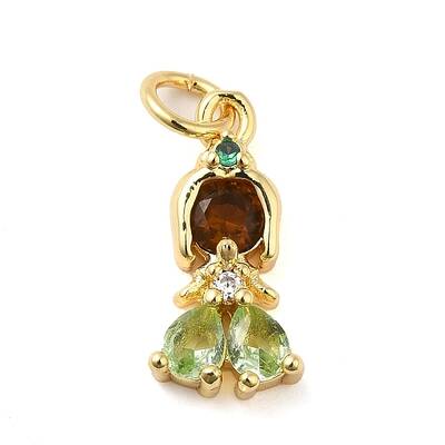 Rack Plating Brass with Cubic Zirconia Pendants