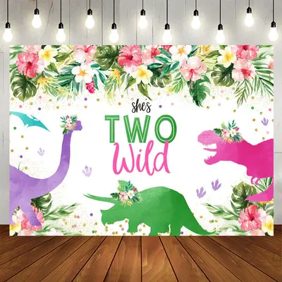 Aperturee Floral Green Leaves Shes 2nd Birthday Backdrop