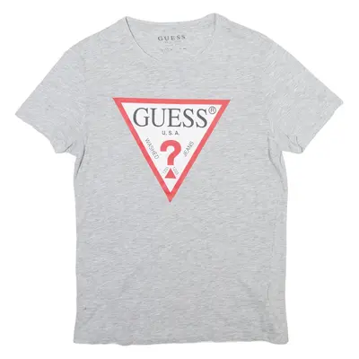 GUESS Slim Fit Mens T-Shirt Grey Crew Neck S