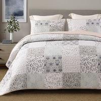 Exclusivo Mezcla Reversible Boho Quilt Set, 3 Pieces Plaid Patchwork All Season Bedspreads, Ultra Soft Floral Coverlet Beddin...