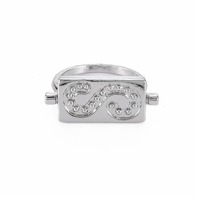 Rectangle with Letter S Rack Plating Alloy Wide Band Rings