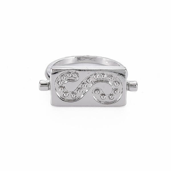 Rectangle with Letter S Rack Plating Alloy Wide Band Rings