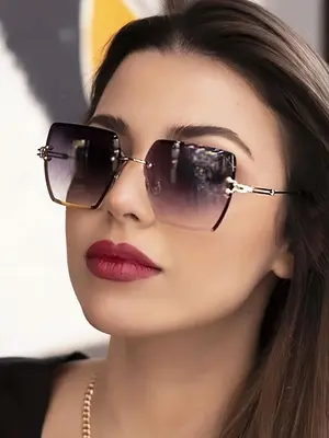 Unisex Elegant Tinted Lens Sunglasses, Vintage Trendy Glasses Trends 2024 for Women for Everyday Summer Vacation Beach Use, F...