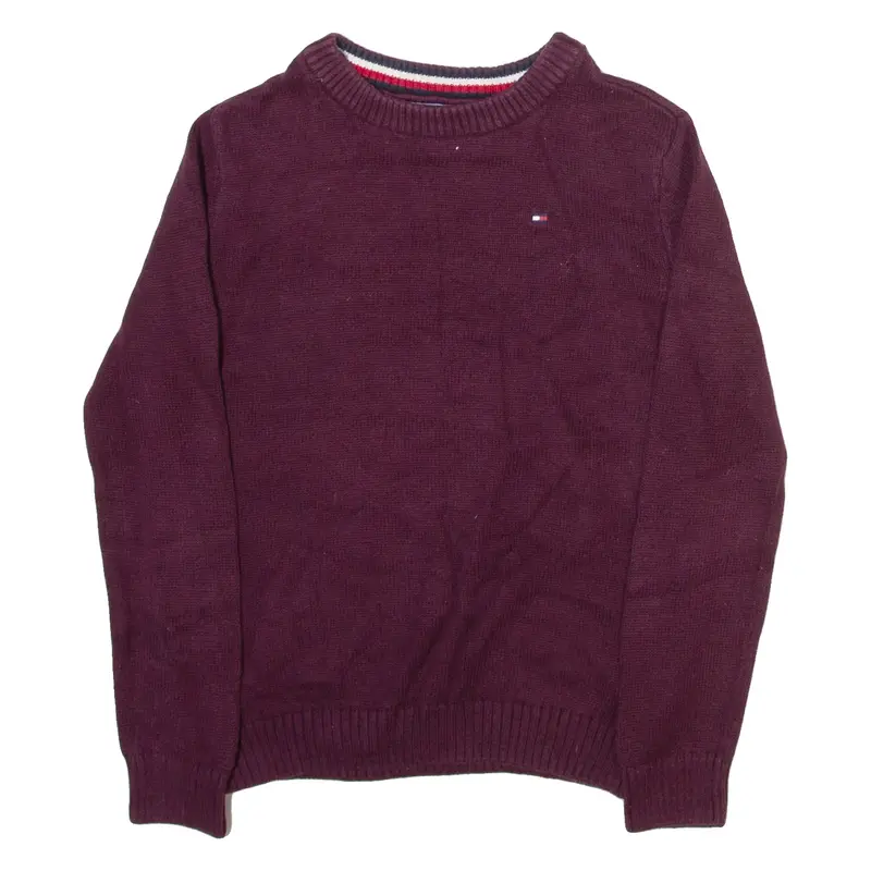 TOMMY HILFIGER 8-10 Boys Jumper Maroon Tight Knit M