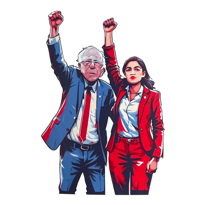 Fight Oligarchy AOC Bernie Sticker - Anti Trump Sticker - Political - Democrat - Liberal - Sticker for Journal, Water Bottle,...