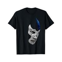 1 Men's Casual Cotton T-Shirt with Mexican Art Devil Blue Fighting Mexican Wrestler Legend App, Regular, Knitted Fabric, Geom...