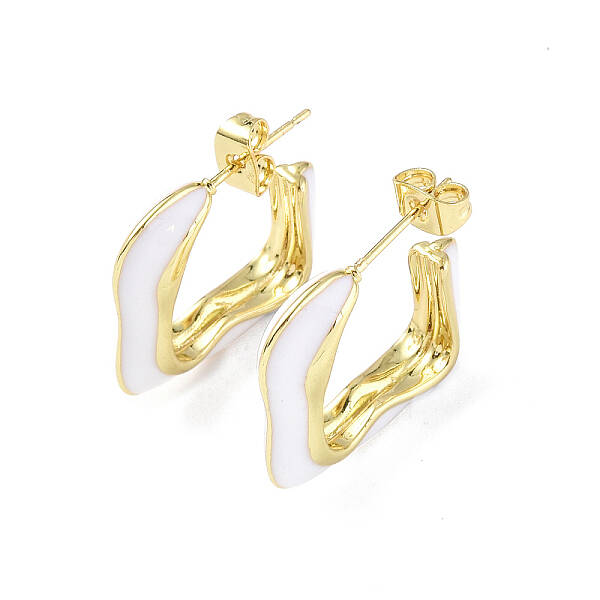 Enamel Twist Square Stud Earrings