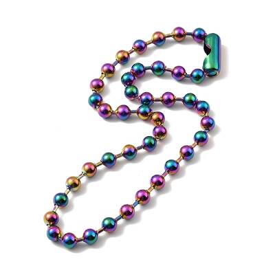 Ion Plating(IP) 304 Stainless Steel Ball Chain Necklace with Connecter Clasp for Women