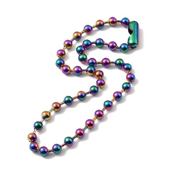 Ion Plating(IP) 304 Stainless Steel Ball Chain Necklace with Connecter Clasp for Women