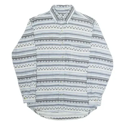 OVERTIME Mens Shirt Blue Crazy Pattern Long Sleeve 2XL