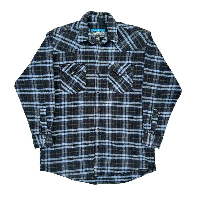 Bay Trading Co Checked Flannel Shirt - Large Blue Cotton