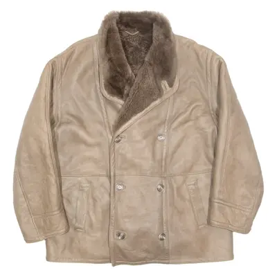 STEFFEN Womens Overcoat Coat Brown Leather XL