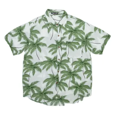 ZANZIBAR Mens Hawaiian Shirt White Floral M