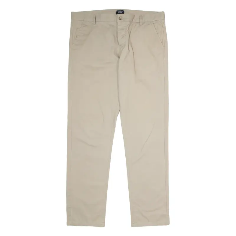 KANGOL Chino Mens Twill Trousers Beige Regular Straight W38 L33