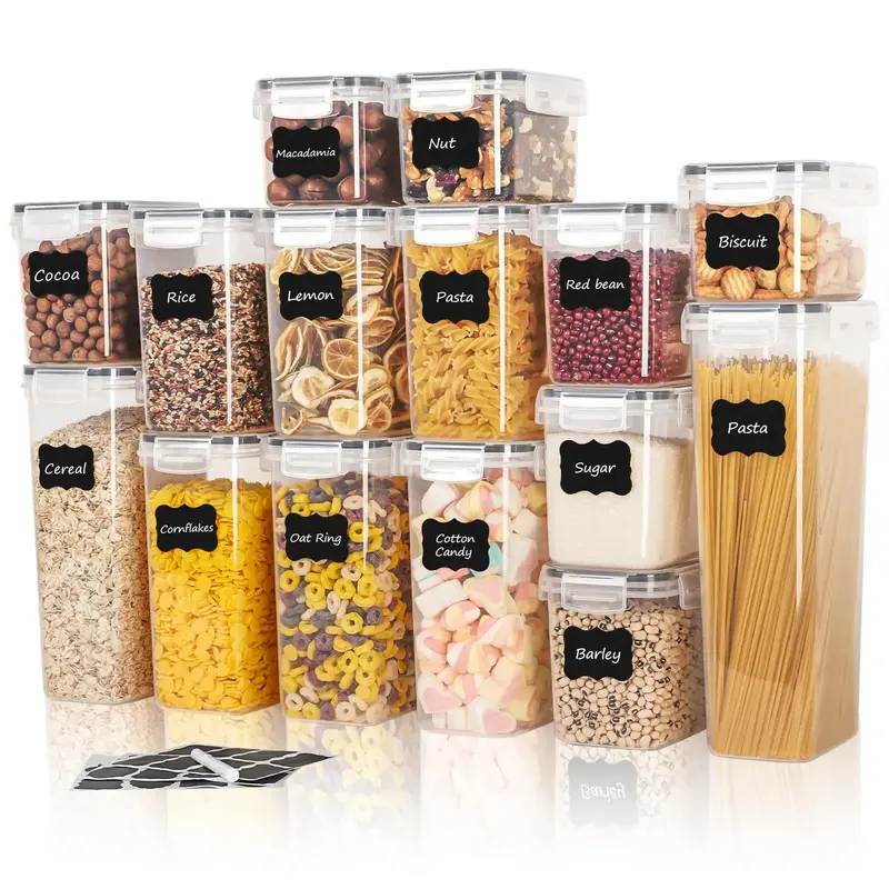 Food Storage Container Set, 3/9/15pcs Clear Food Storage Box with Lid, Airtight Food Storage Container for Kitchen & Pantry O...