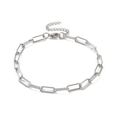 Tarnish Resistant 304 Stainless Steel Paperclip Chain Bracelet for Men Women