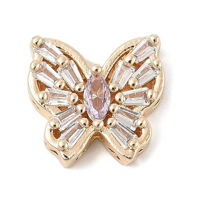 Brass Micro Pave Cubic Zirconia Beads