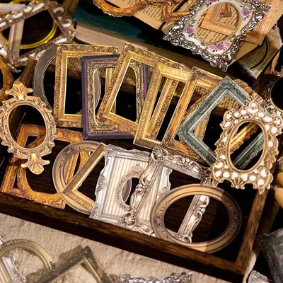 Random Color Vintage Frame Hollow out Card Art Collection Series, 30pcs/pack Vintage Frame Hand Ledger Collage Decoration Mat...