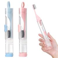 2 in 1 Travel Toothbrush with Toothpaste Storage Box, Portable Foldable Toothbrush, Oral Care Tool for Home & Travel