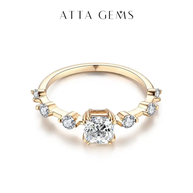 Asscher Cut Synthetic Moissanite Ring 1CT D Color VVS1 for Women Wedding Engagement Band Anniversary Gift R038