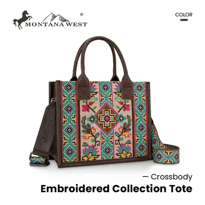Montana West [Live] Embroidered Large Capacity Daily Tote Versatile Crossbody for Daily, Commuting