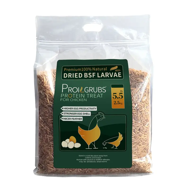 PROILGRUBS 5.5LBS- Non-GMO-Dried Worms for Chickens All Natural Dried Black Soldier Fly Larvae Treats, Dried Meal Worms for C...