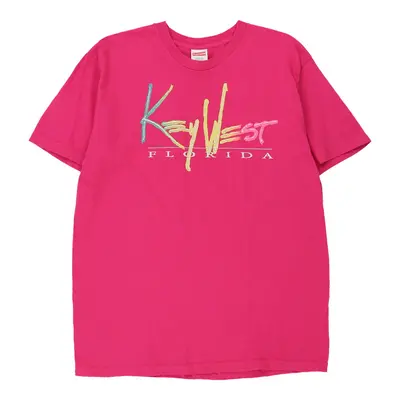 Key West Florida Supreme Graphic T-Shirt - Large Pink Cotton